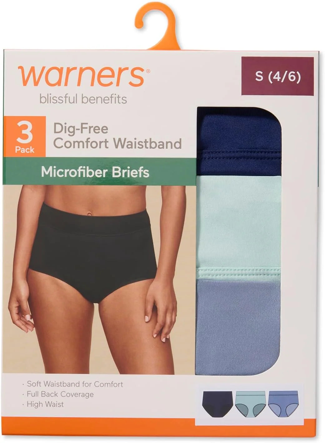 Warner's Women's Blissful Benefits Women's Dig-free Microfiber Brief 3-pack